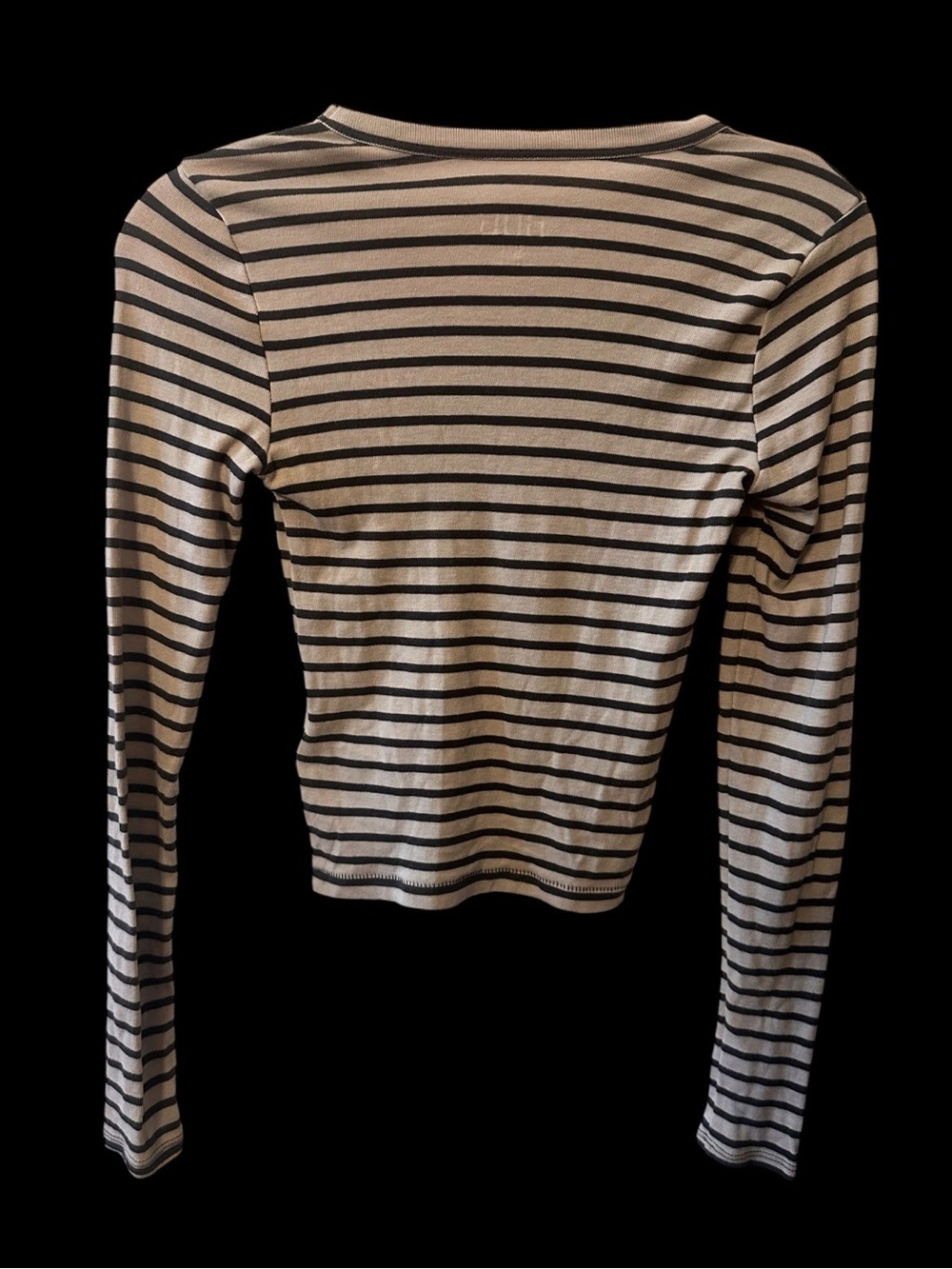 BDG Urban Striped Long-Sleeve Crewneck Top in Grey and Dark Grey. Size small. - Picture 2 of 6
